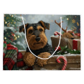 Airedale Dog Weihnachten Große Geschenktüte (Rückseite)