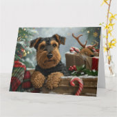 Airedale Dog Weihnachten Karte (Gelbe Blume)