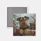 Airedale Dog Weihnachten Magnet (Vorderseite/Rückseite)