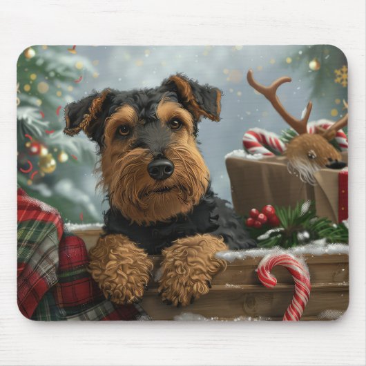 Airedale Dog Weihnachten Mousepad (Vorne)