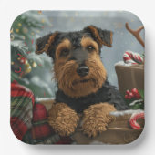 Airedale Dog Weihnachten Pappteller (Vorderseite)