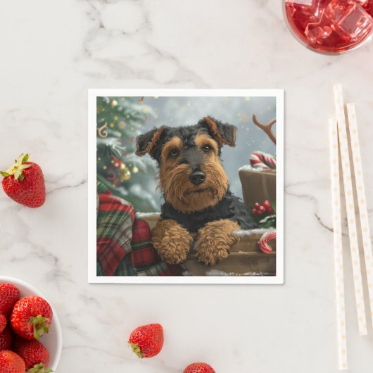 Airedale Dog Weihnachten Serviette (Beispiel)