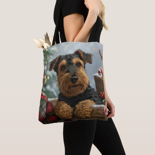 Airedale Dog Weihnachten Tasche (Von Nahem)