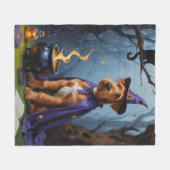Airedale Dog Whimsical Halloween Malerei Fleecedecke (Vorderseite (Horizontal))