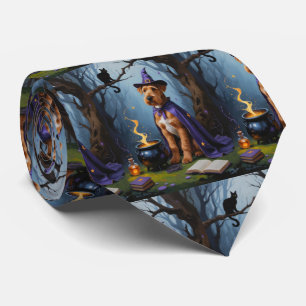Airedale Dog Whimsical Halloween Malerei Krawatte