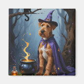 Airedale Dog Whimsical Halloween Malerei Magnet (Vorne)