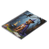 Airedale Dog Whimsical Halloween Malerei Notizblock (Linke Seite)