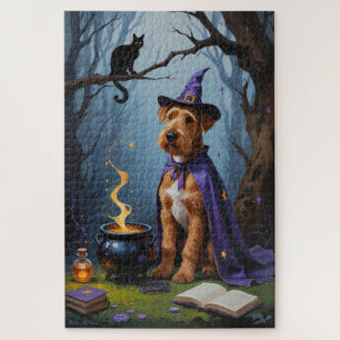 Airedale Dog Whimsical Halloween Malerei Puzzle