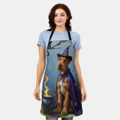 Airedale Dog Whimsical Halloween Malerei Schürze (Getragen)