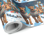 Airedale Dogs Christmas Snow Holiday Geschenkpapier (Rolleneckpunkt)