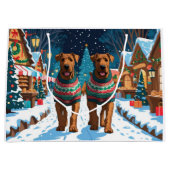 Airedale Dogs Christmas Snow Holiday Große Geschenktüte (Vorderseite)