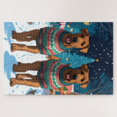 Airedale Dogs Christmas Snow Holiday Puzzle (Horizontal)