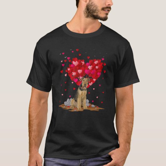 Airedale Dose Lover Herzform Airedale Valentine T-Shirt (Vorderseite)