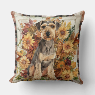 Airedale Fall Blume Kissen