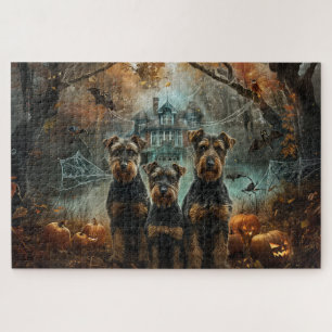 Airedale Halloween-Nacht Hundevergnügen Puzzle