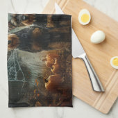 Airedale Halloween Night Doggy Delikatesse Geschirrtuch (Viertel Falte)