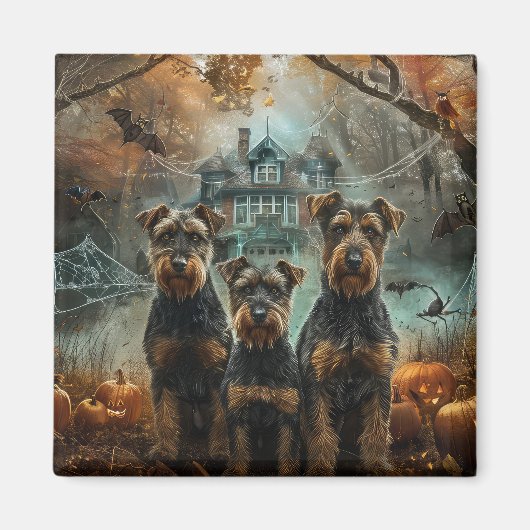 Airedale Halloween Night Doggy Delikatesse Magnet (Vorne)
