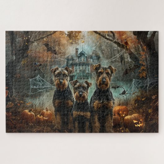 Airedale Halloween Night Doggy Delikatesse Puzzle (Horizontal)