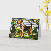 Airedale Hartglas Karte (Gelbe Blume)