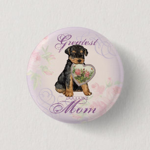 Airedale Heart Mama Button