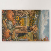 Airedale Herbsternte Erntedank Hund Puzzle (Horizontal)