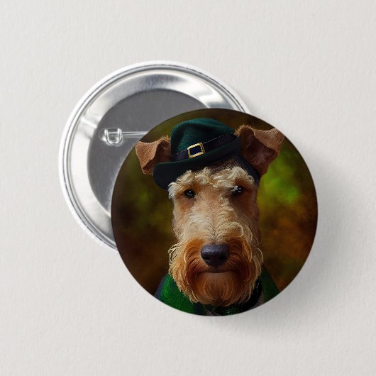 Airedale Hund am St. Patrick's Day Button (Vorne & Hinten)