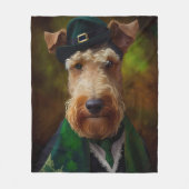 Airedale Hund am St. Patrick's Day Fleecedecke (Vorderseite)