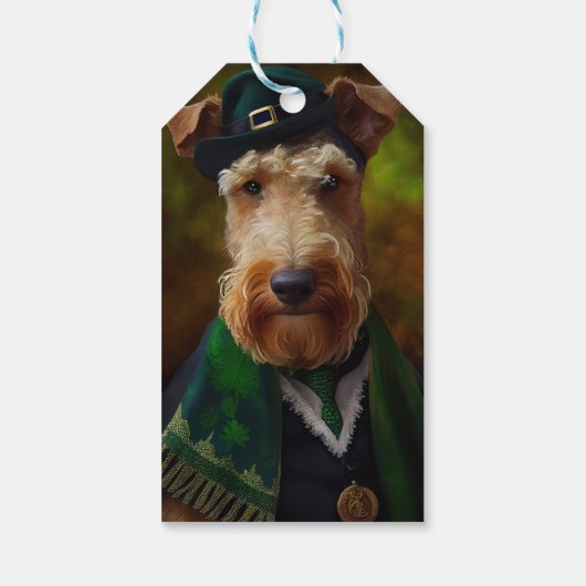 Airedale Hund am St. Patrick's Day Geschenkanhänger (Rückseite)