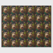 Airedale Hund am St. Patrick's Day Geschenkpapier (Flach)
