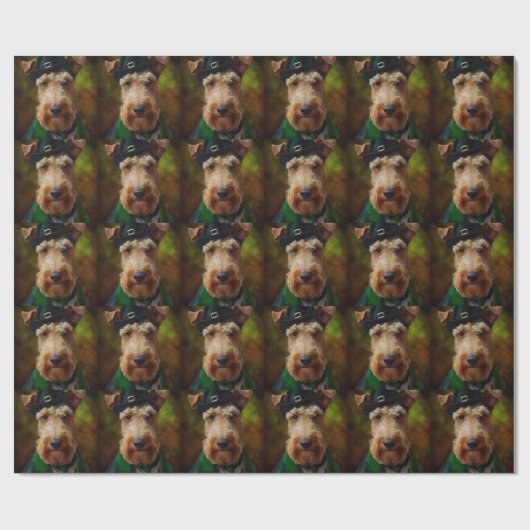 Airedale Hund am St. Patrick's Day Geschenkpapier (Flach)