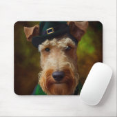 Airedale Hund am St. Patrick's Day Mousepad (Mit Mouse)