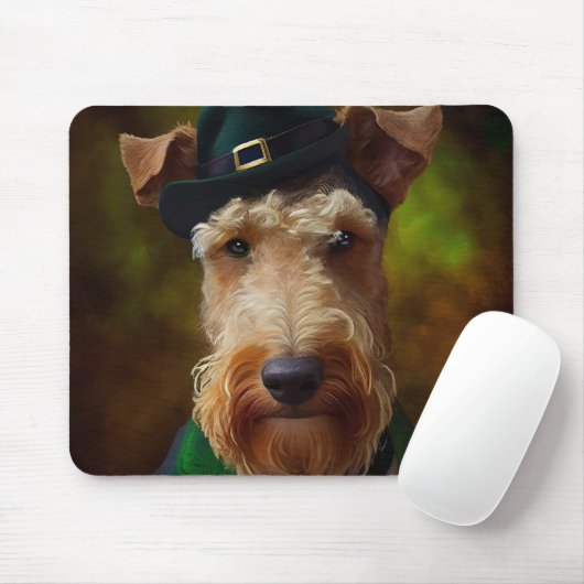 Airedale Hund am St. Patrick's Day Mousepad (Mit Mouse)