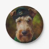 Airedale Hund am St. Patrick's Day Pappteller (Vorderseite)