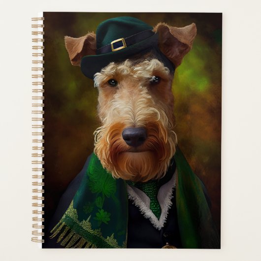 Airedale Hund am St. Patrick's Day Planer (Vorderseite)