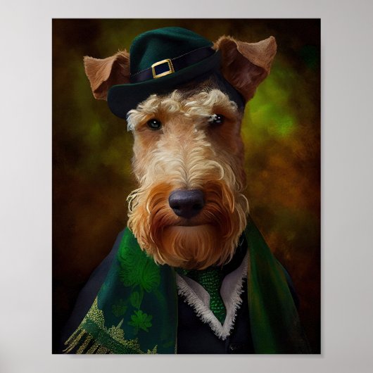 Airedale Hund am St. Patrick's Day Poster (Vorne)