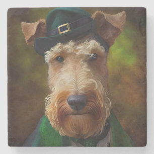 Airedale Hund am St. Patrick's Day Steinuntersetzer