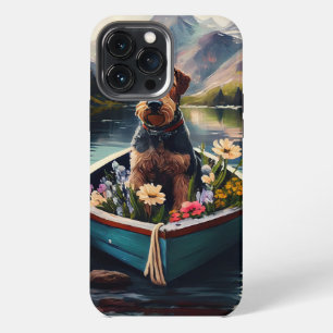 Airedale-Hund auf einem Paddel: Ein landschaftlich iPhone 13 Pro Max Hülle