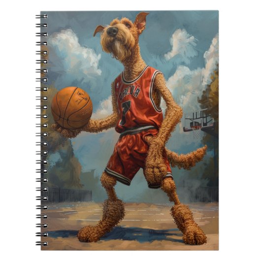 Airedale Hund Basketball spielen Notizblock (Vorderseite)