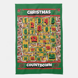 Airedale Hund Countdown Weihnachten Adventskalende Geschirrtuch
