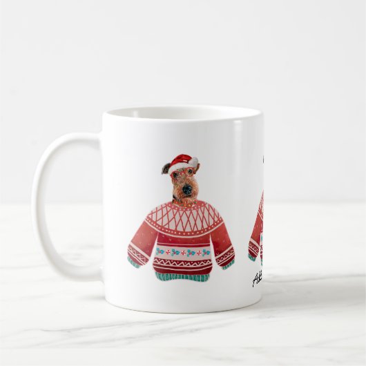 Airedale Hund, der hässlich Sweater Xmas Hund Love Kaffeetasse (Links)
