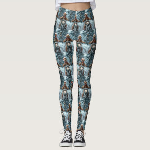 Airedale-Hund fährt Motorrad Weihnachten Leggings