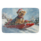 Airedale Hund in Sledge Let it Snow Weihnachten Badematte (Vorderseite)