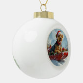 Airedale Hund in Sledge Let it Snow Weihnachten Keramik Kugel-Ornament (Links)