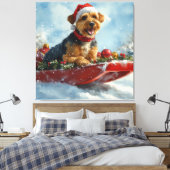 Airedale Hund in Sledge Let it Snow Weihnachten Leinwanddruck (Insitu (Schlafzimmer))