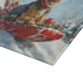 Airedale Hund in Sledge Let it Snow Weihnachten Schneidebrett (Ecke)