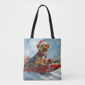 Airedale Hund in Sledge Let it Snow Weihnachten Tasche (Vorderseite)