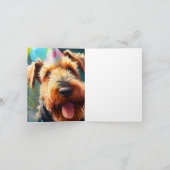 Airedale Hund mit Geburtstagshut und Ballons Karte (Innenseite)