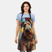 Airedale Hund mit Kuchen und Ballons Schürze (Getragen)