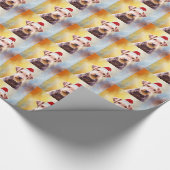 Airedale Hund Weihnachten Weihnachtsmannmütze Art  Geschenkpapier (Ecke)