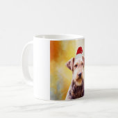 Airedale Hund Weihnachten Weihnachtsmannmütze Art Kaffeetasse (Vorderseite Links)